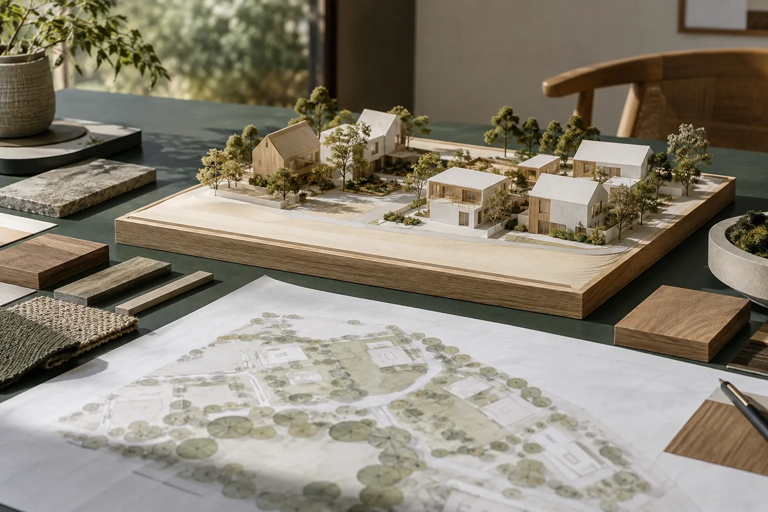Illustrative timber residential model and site plan